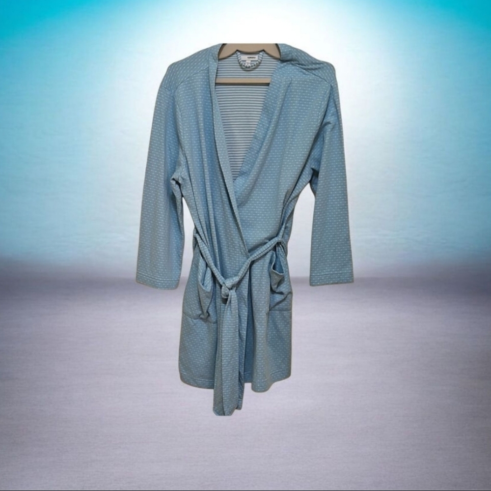 Blue Polka Dot Robe By SONOMA size XL Stripped Inside